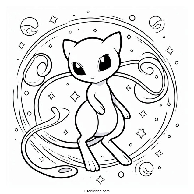 Mew Coloring Page Mysterious Tail Pokemon Card