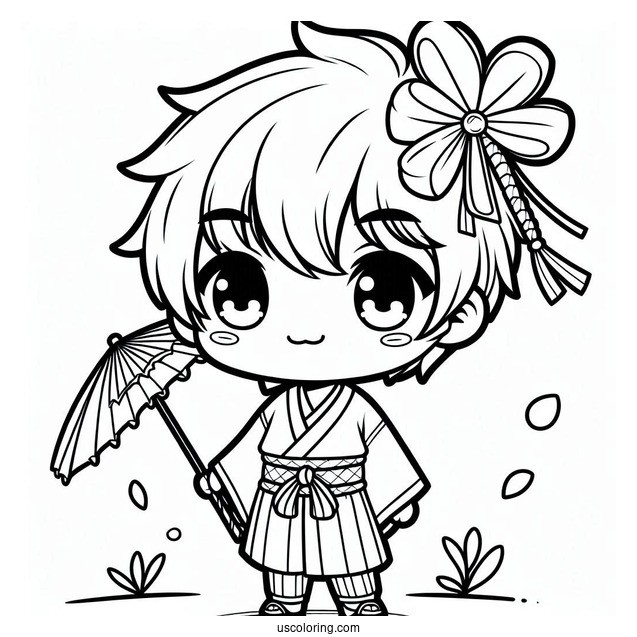 Cool Chibi Boy Coloring Page For Kids