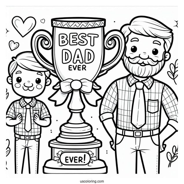 Father's Day Coloring Page Of Best Dad Ever Trophy