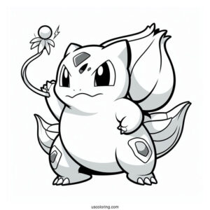 Bulbasaur Coloring Page In Battle Mode