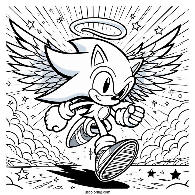 Super Sonic Coloring Page Running In Angel Island
