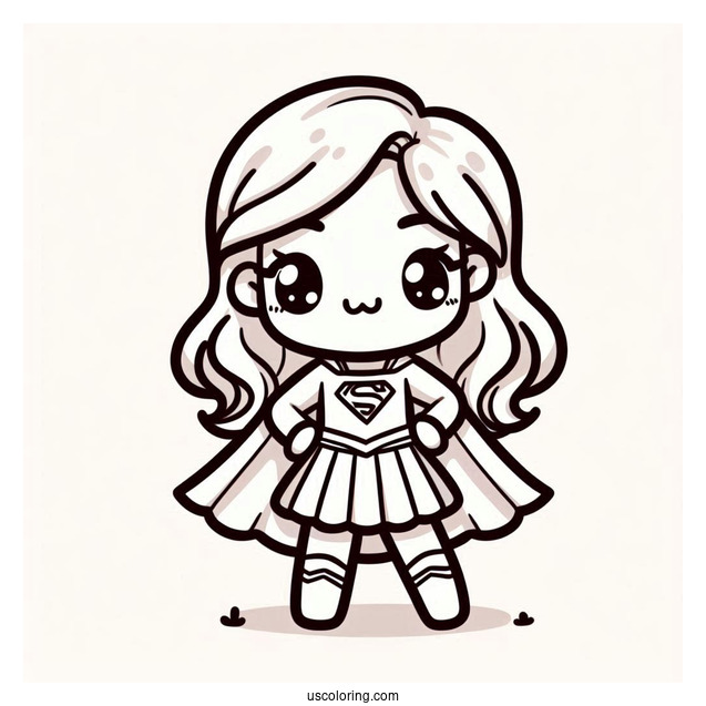 Kawaii Supergirl Coloring Page For Preschoolers