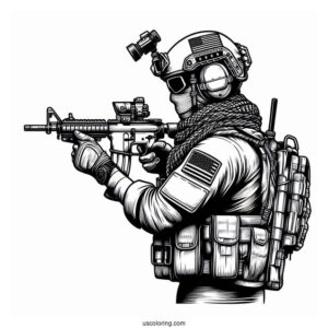 Realistic Special Operation Forces Soldier Coloring Page