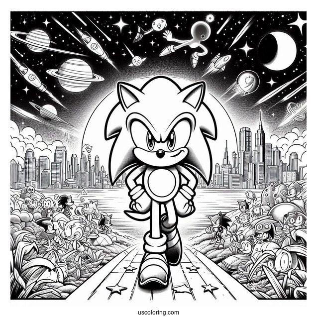 Sonic Movie Poster Coloring Sheet