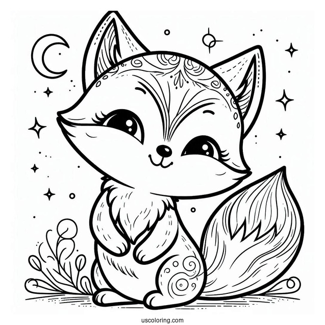 Simple Fox Coloring Page For Kids