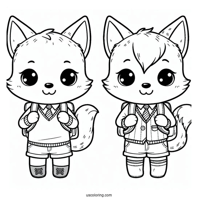 Cute Schoolboy Fox Coloring Page With A Backpack