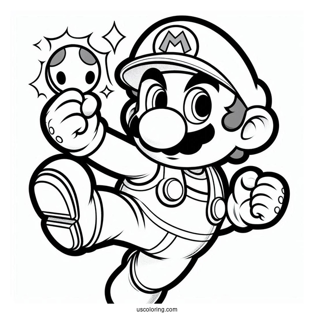 Mario In Super Smash Bros Coloring Page For Kids