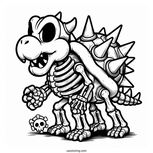 Skeleton Dry Bowser Coloring Page
