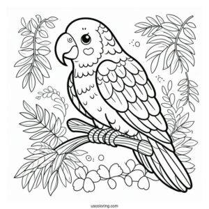 Kids Coloring Page Of a Parrot