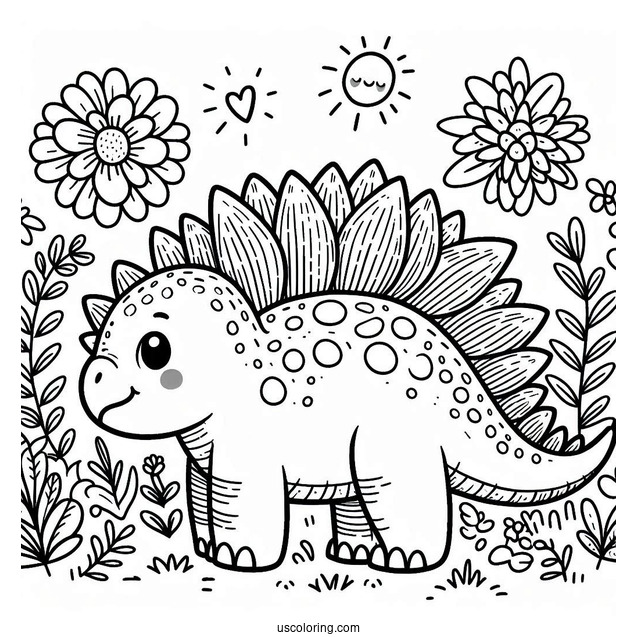 Cute Stegosaurus Coloring Page For Preschoolers