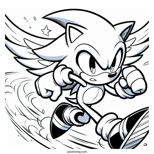 Super Sonic Coloring Page Running In Angel Island