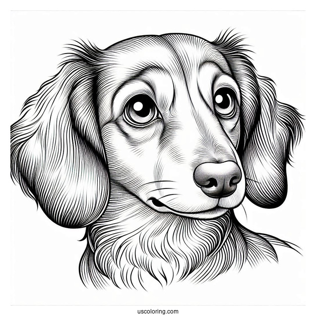 Close Up Of Dachshund Coloring Page