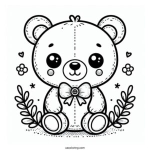 Teddy Bear Coloring Page With Button Eyes