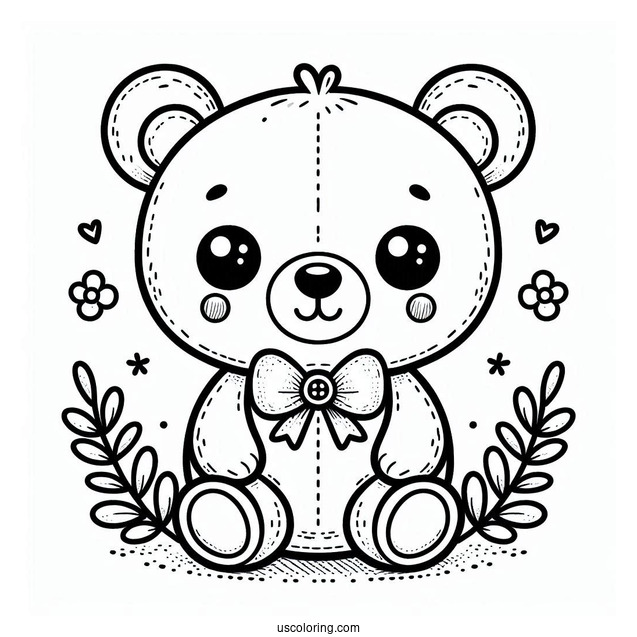 Teddy Bear Coloring Page With Button Eyes