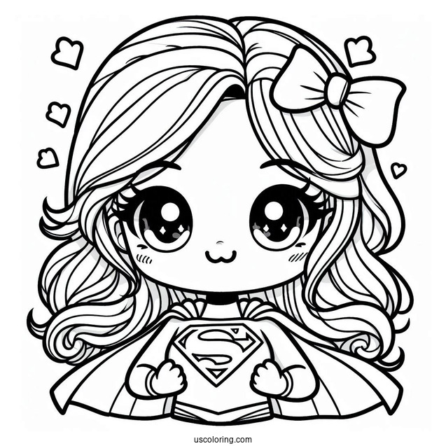Kawaii Supergirl Coloring Page For Preschoolers