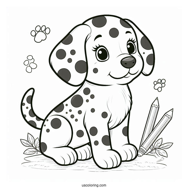 Spotted Puppy Coloring Page For Preschoolers