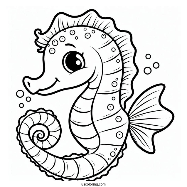 Cartoon Seahorse Coloring Sheet