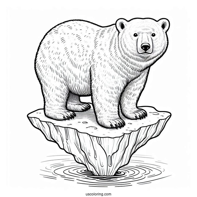 Adult Polar Bear On Piece Of Iceberg