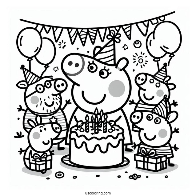 Peppa Pig With Friends At Birthday Party