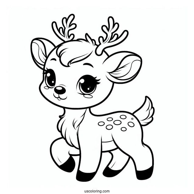 Cute Baby Reindeer To Color For Kids