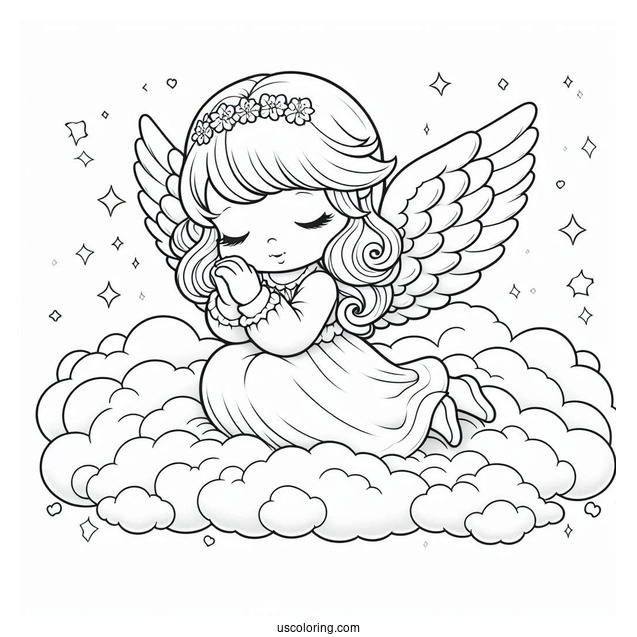Precious Moments Coloring Page Of Angel In The Clouds