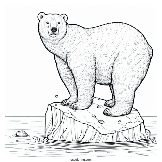 Adult Polar Bear On Piece Of Iceberg