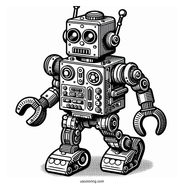 Vintage Lego Robot Coloring Picture