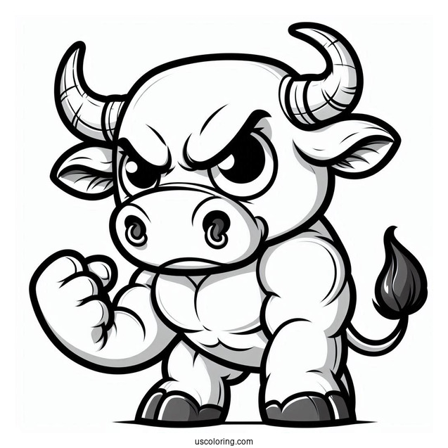 Coloring Page Of Angry Cartoon Bull