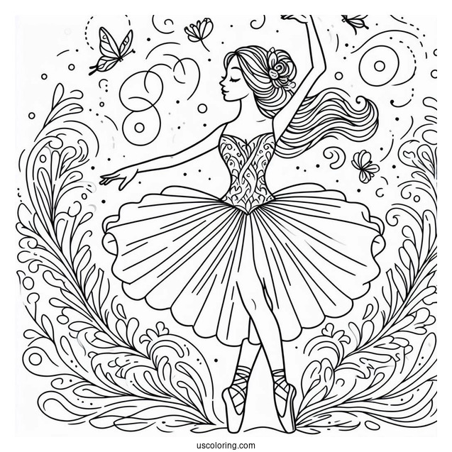 Ballerina Dancing Coloring Page