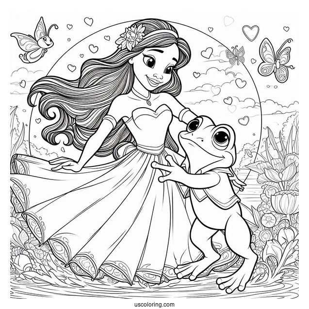 Easy Tiana And Naveen Coloring In For Kids