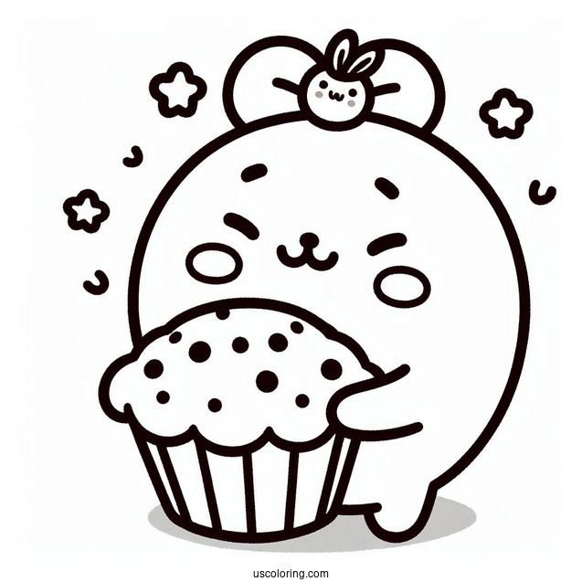 Pompompurin Hugging Muffin Coloring Page For Kids