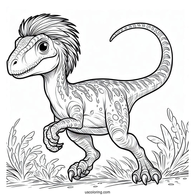 Running Oviraptor Coloring Sheet For Kids