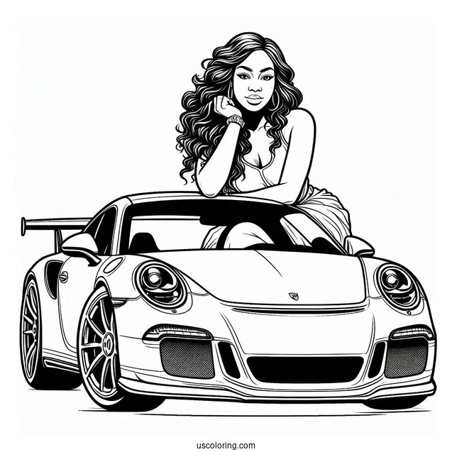 Easy Porsche Coloring Page GT3 RS For Kids