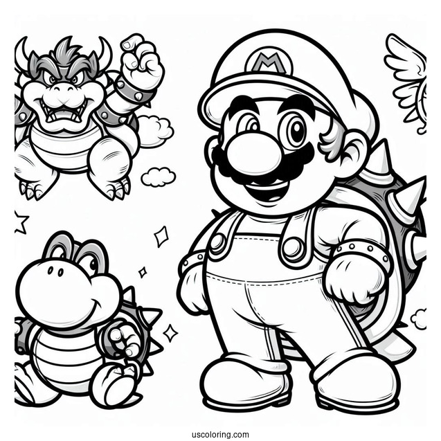 Super Mario And Bowser Coloring Sheet