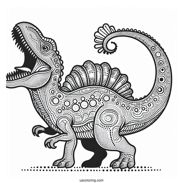 Dotted Spinosaurus Coloring Page Roaring For Kids