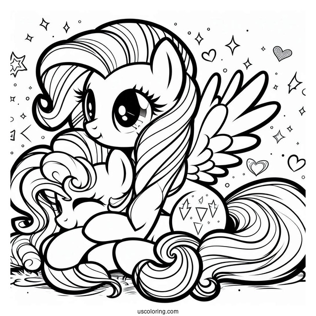 Pinkie Pie Coloring Page Hugging Twilight Sparkle