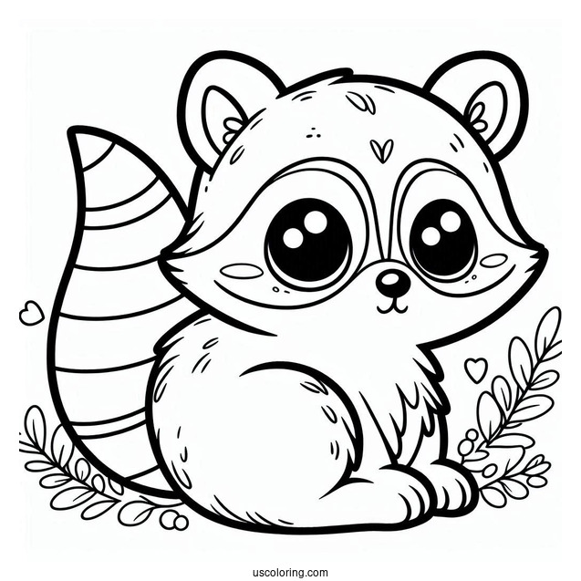 Cute Baby Raccoon Coloring Page For Preschoolers