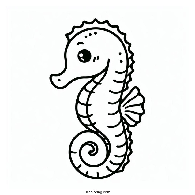 Simple Outline Of a Seahorse For Preschoolers