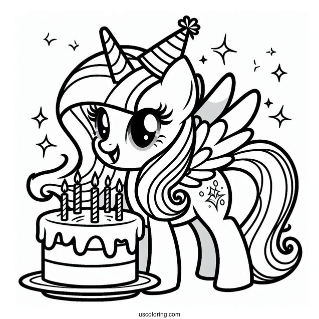 Happy Birthday Twilight Sparkle Coloring Sheet