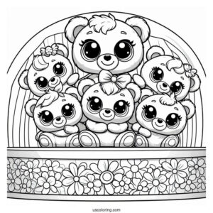 Poppy Playtime Coloring Page Of Display With Huggy Wuggies