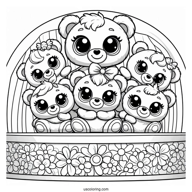 Poppy Playtime Coloring Page Of Display With Huggy Wuggies