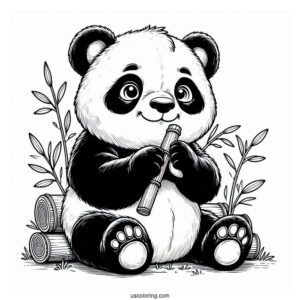 Giant Panda Sitting And Eating Bamboo