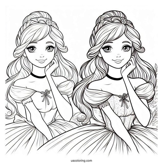 Cinderella In Normal Clothes Coloring Picture