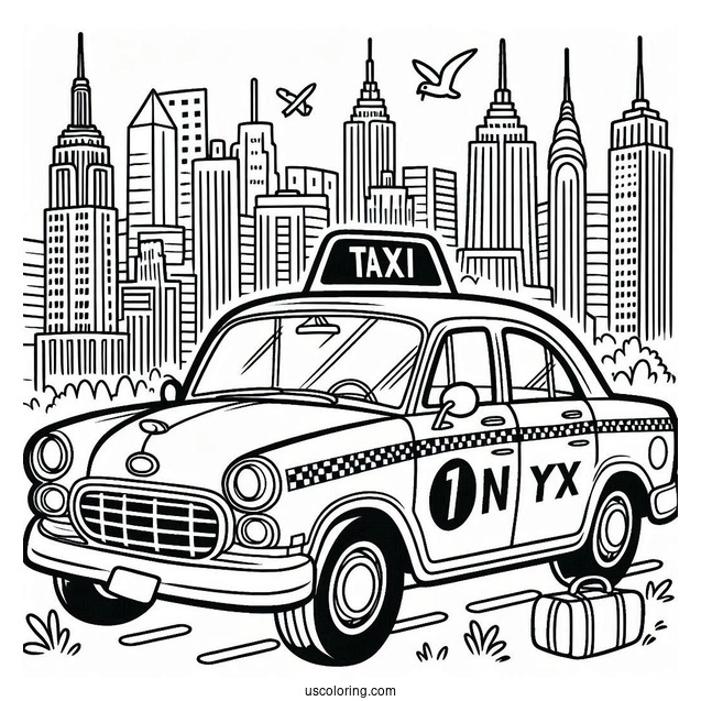 New York Coloring Page Of Taxi For Preschoolers