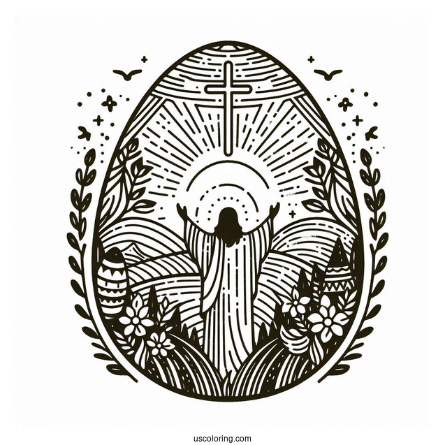 He Is Risen Jesus Easter Egg Coloring Page