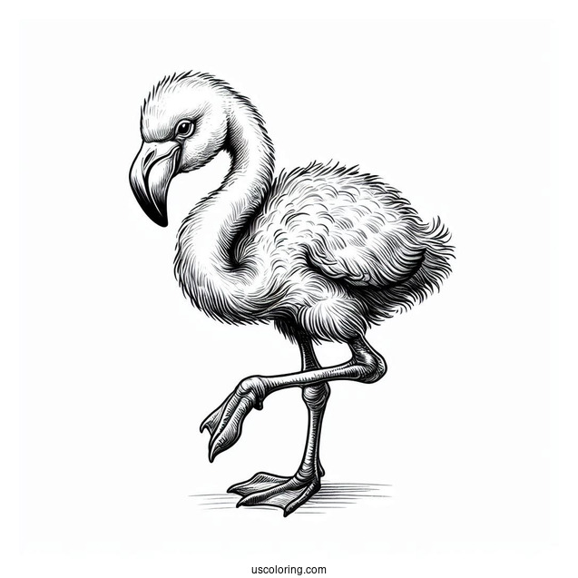 Realistic Baby Flamingo To Color