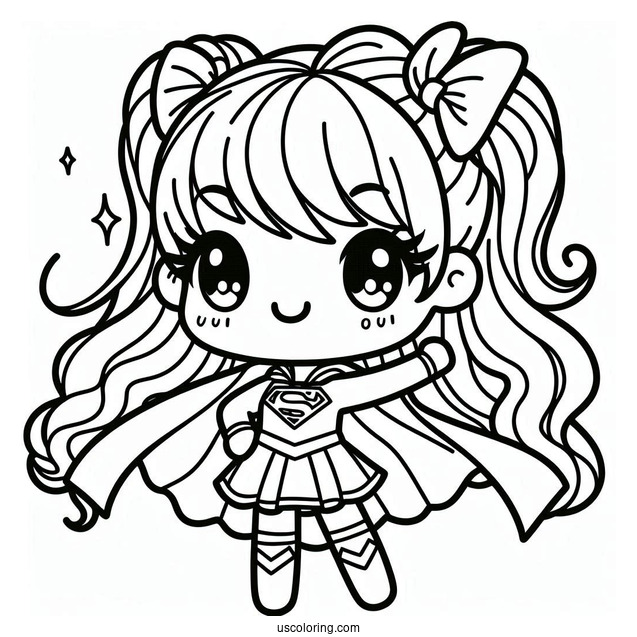 Kawaii Supergirl Coloring Page For Preschoolers