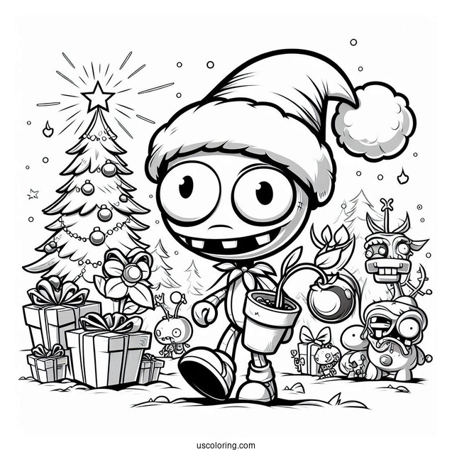 Plants Vs Zombies Christmas Coloring Page