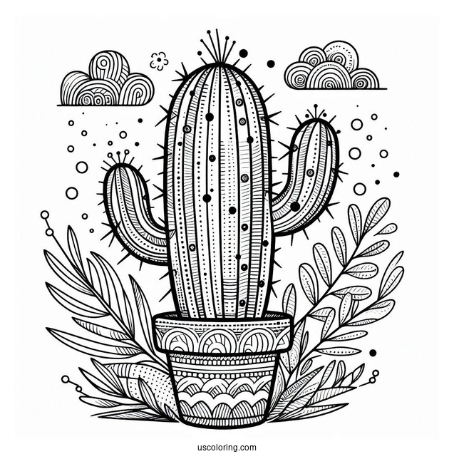 Abstract Cactus Coloring Page