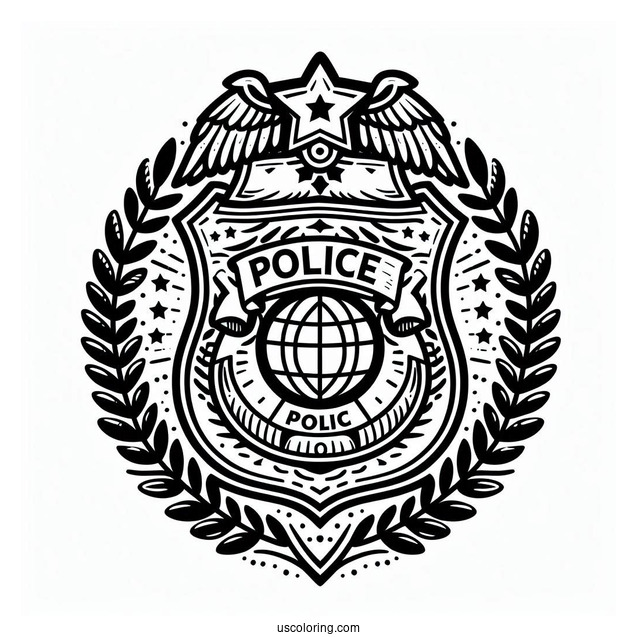 Police Badge Coloring Page